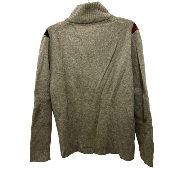 J.Crew Lambswool Sage Argyle 1/4 Zip Sweater Preppy Pullover Size Med - Picture 8 of 9